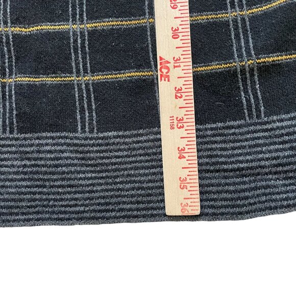 A. Ida Wool Blend Sweater Dress Women's Size Large Black/Yellow Geometric Plaid - Picture 7 of 8
